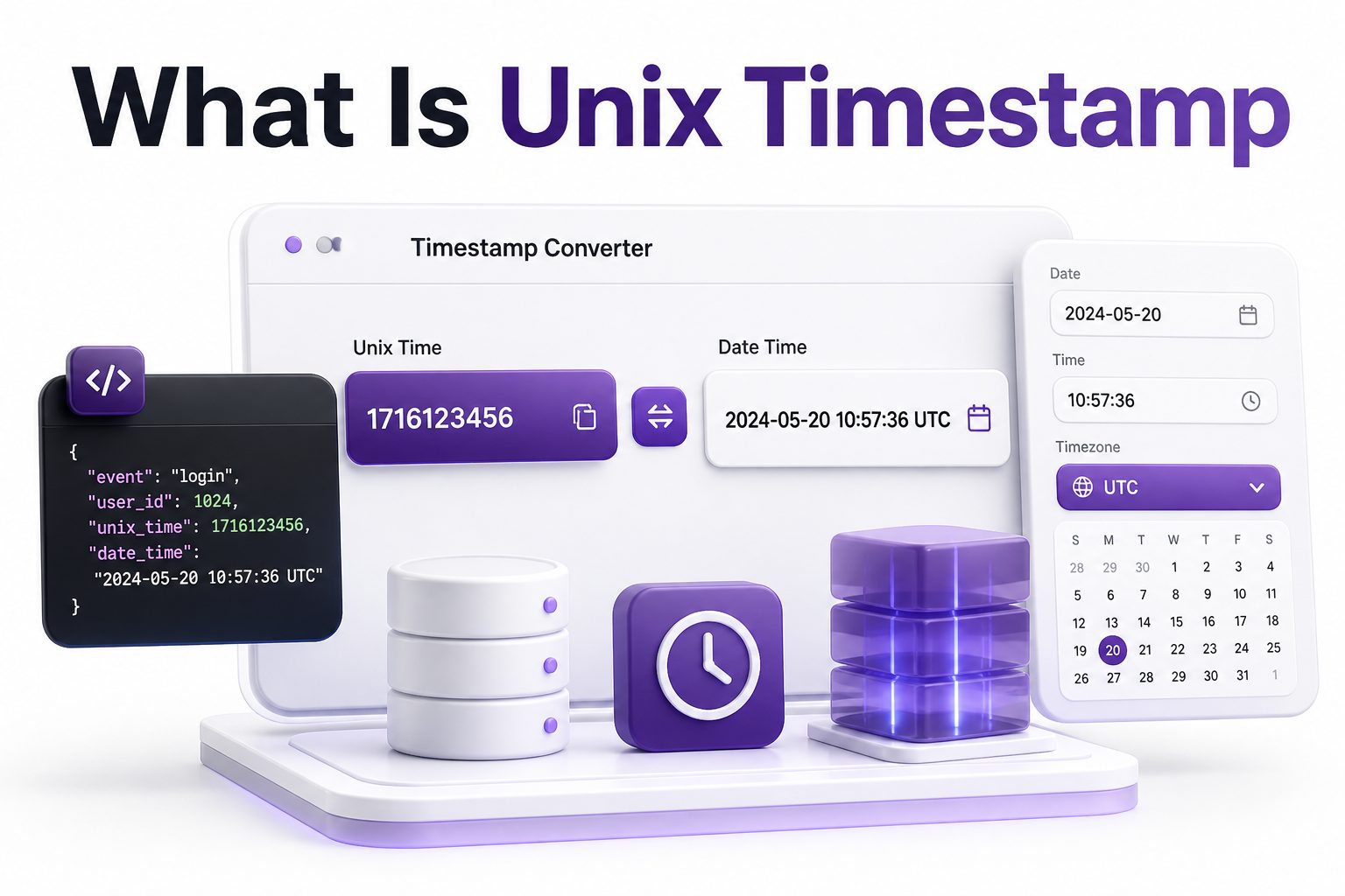 what-is-unix-timestamp-e1364 Digital clock and code snippet illustrating a Unix timestamp